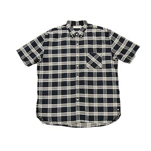 Nonnative Men’s Japanese Short-Sleeve Linen Button Down Shirt Blue Plaid 4/XL